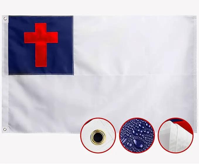 Christian Flag 3x5 Outdoor Embroidered,Heavy Duty Nylon,Sewn Stripes, Stronger Brass Grommets,Christianity Easter Day,Jesus Flags Flags Perfect for Outside by GreenHaven Gardens