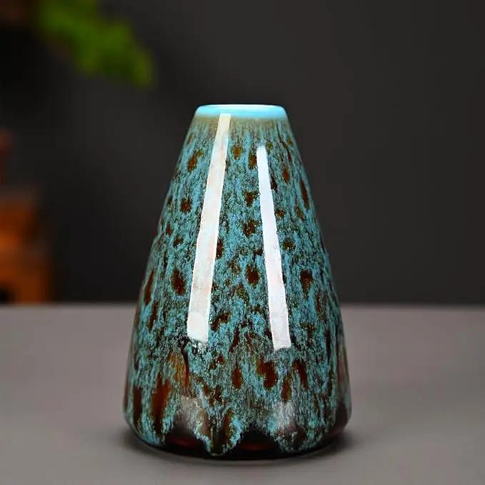 Ceramic Bud Vase Set, Fambe Blue Glazed Finish, Decorative Flower Vases (Blue-Set of 6) by GreenHaven Gardens