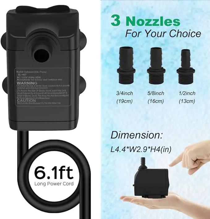 Submersible Pump 660GPH (2500L/H 45W) Ultra Quiet with Dry Burning Protection 8.2ft High Lift for Fountains, Hydroponics, Ponds, Aquariums & More… by GreenHaven Gardens