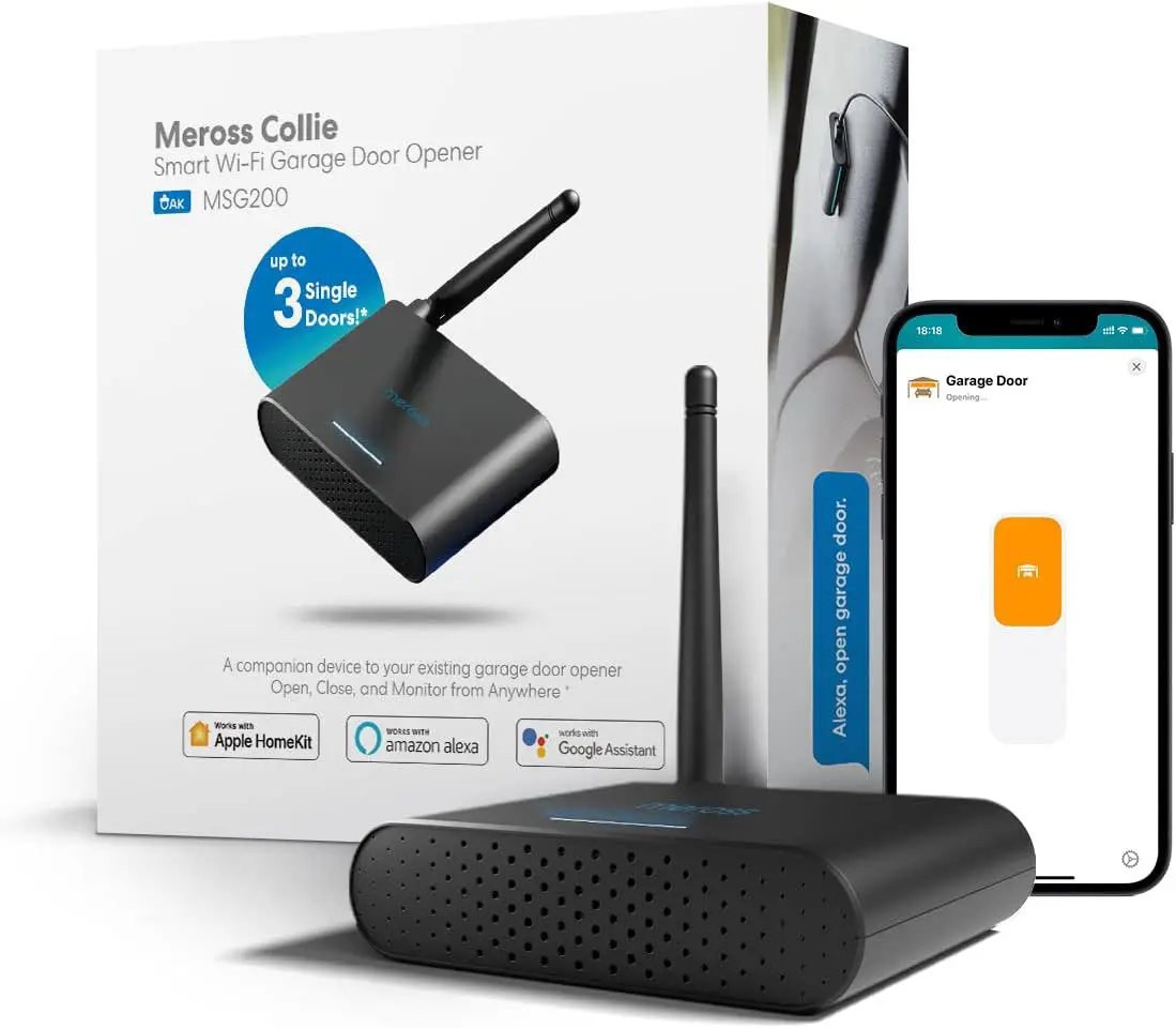 meross Smart Garage Door Opener Remote with External Antenna, Up to 3 Single Doors, Compatible with Apple HomeKit, Amazon Alexa, Google Assistant, SmartThings, App Control, No Hub Needed by GreenHaven Gardens