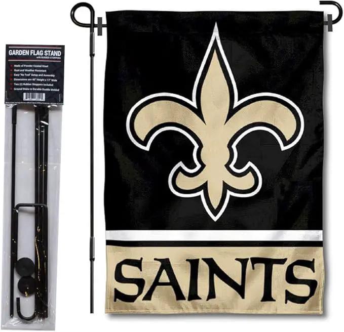 WinCraft New Orleans Saints Garden Flag with Stand Holder by GreenHaven Gardens