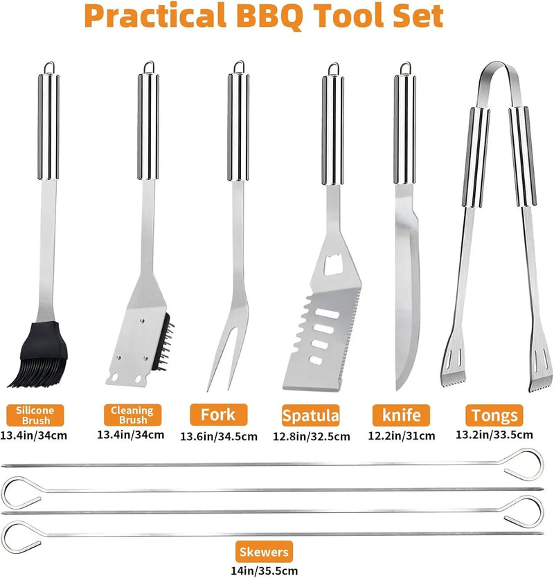 11Pcs Stainless Steel BBQ Grilling Accessories Set, Dad Gifts for Fathers Day Grilling Gifts,Portable Practical Grill Tools Utensils Kit with Storage Bag for Outdoor Grill Camping Backyard by GreenHaven Gardens