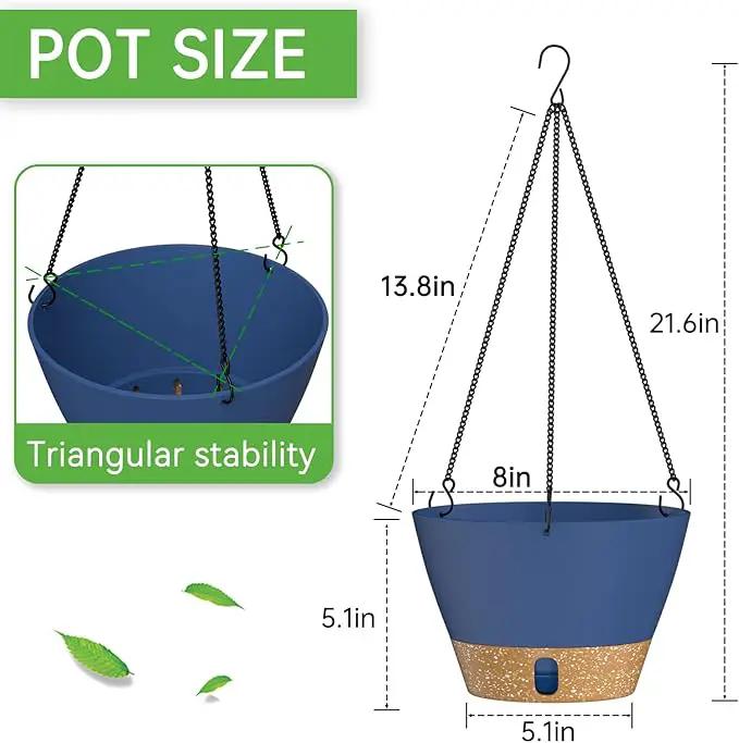 ZMTECH Hanging Planters for Indoor Plants Set of 2 Self Watering Hanging Pots Hanging Baskets Hanging Flower Pots for Outdoor Hanging Plants(8 Inch, Blue) by GreenHaven Gardens