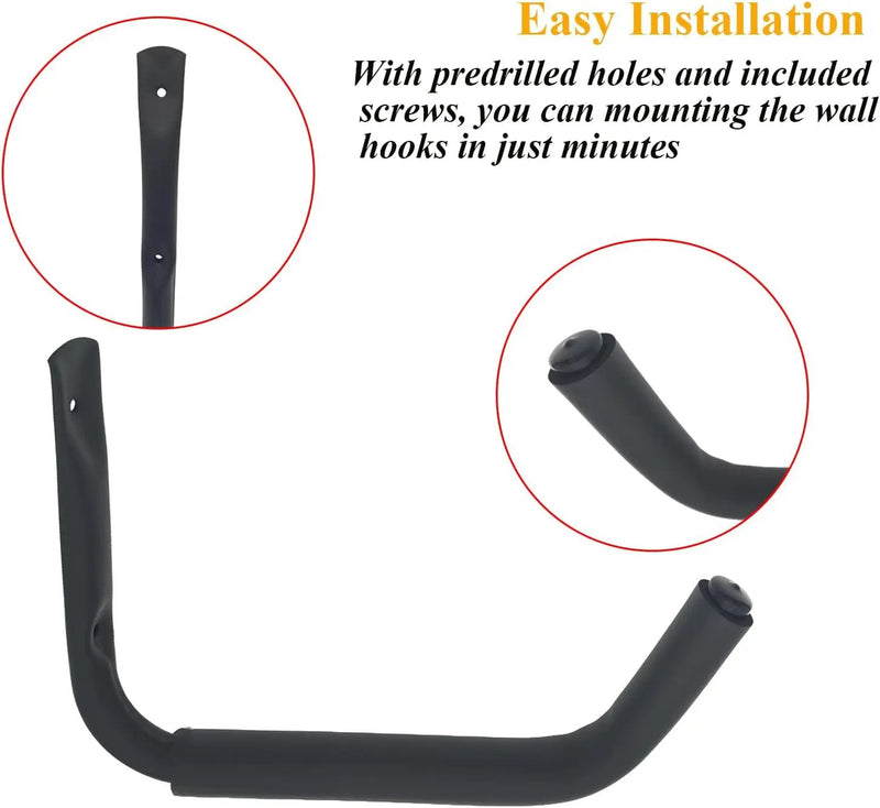 Kayak Hook Heavy Duty Kayak Wall Mount for Indoor Storage Space-Saving Kayak Storage Rack Soft Padded Garage J-Hook Wall Hanger for Bikes Kayak and Hanging Ladders 4pcs by GreenHaven Gardens
