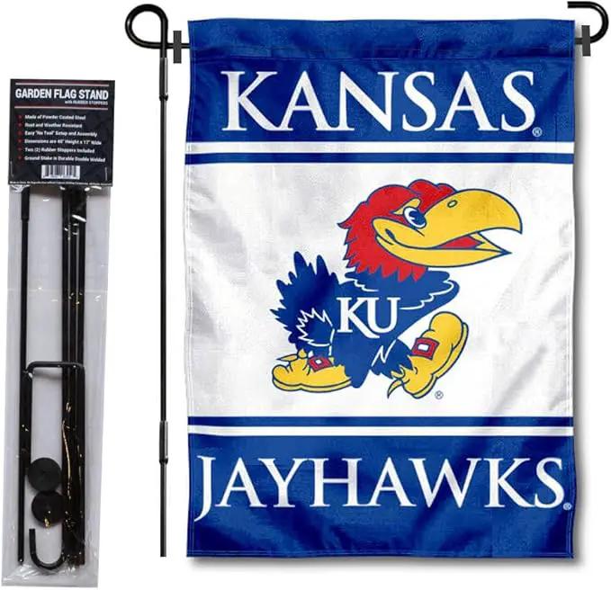 College Flags & Banners Co. Kansas Jayhawks Garden Flag with Stand Holder by GreenHaven Gardens