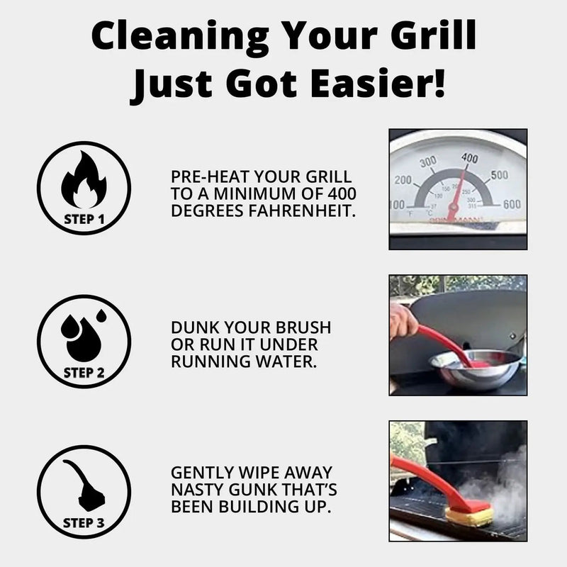 Grill Rescue BBQ Replaceable Scraper Cleaning Head, Bristle Free - Durable and Unique Scraper Tools for Cast Iron or Stainless-Steel Grates, Barbecue Cleaner (Non Scraper Brush) by GreenHaven Gardens