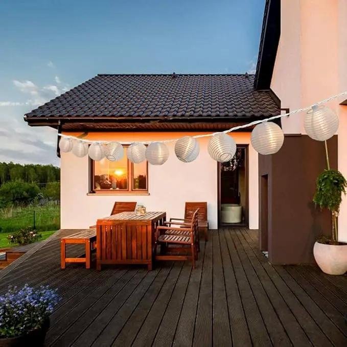Lantern String Lights, 8.5 Ft Indoor Decor Light with 10 Waterproof Nylon Lantern, 8" Spacing Hanging Globe Light Set UL Certified Plug-in Connectable Decorative Lights for Indoor & Outdoor (White) by GreenHaven Gardens