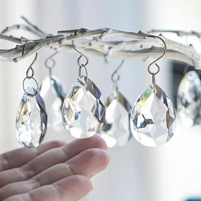 10pcs 38mm Clear Crystal Teardrops Chandelier Parts,Chandelier Crystal Prisms Pendants with Hook,Hanging Crystals for Lamp Window Christmas Tree Decoration Suncatcher by GreenHaven Gardens