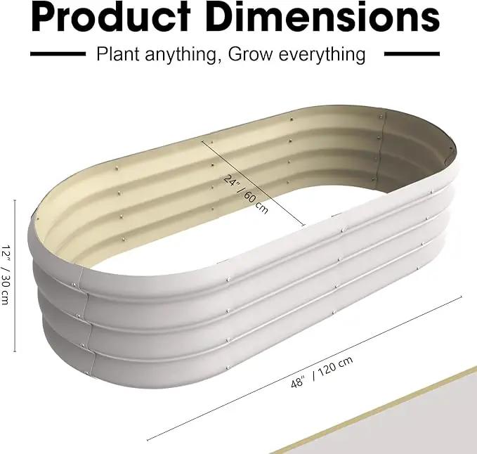 4x2x1ft Oval Galvanized Raised Garden Bed Outdoor 9-in-1 Large Metal Modular Planter Box Raised Beds for Gardening,Vegetables,Fruits,Flowers & Herbs (White) by GreenHaven Gardens