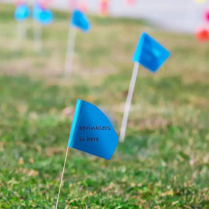 Zozen 50Pack Blue Marking Flags, Writable/15x4x5 Inch, Yard Flags for Lawn & Irrigation & Landscape & Sprinkler & Survey & Dog Training. by GreenHaven Gardens