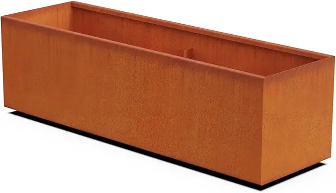 Corten Steel Planter Rectangle Outdoor Metal Garden Box Heavy Duty | Made in USA | Fully Assembled by GreenHaven Gardens
