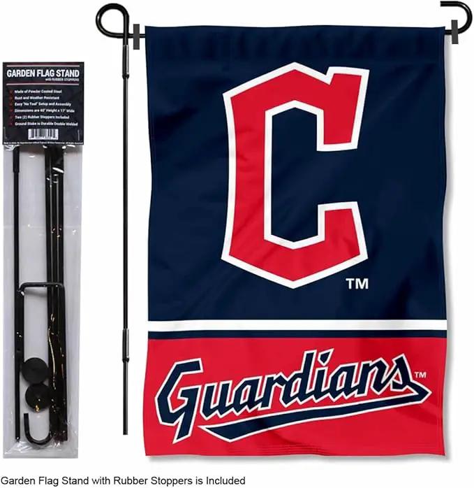 WinCraft Cleveland Baseball Diamond C Garden Flag and Pole Stand Mount by GreenHaven Gardens