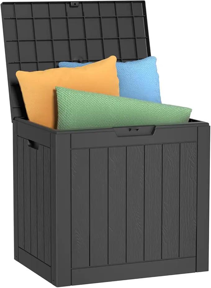 36 Gallon Outdoor Deck Box,Storage Lockable Waterproof Patio Furniture,Garden Tools,Cushions,Pool Accessories Outside Storage Resin Box(Black) by GreenHaven Gardens