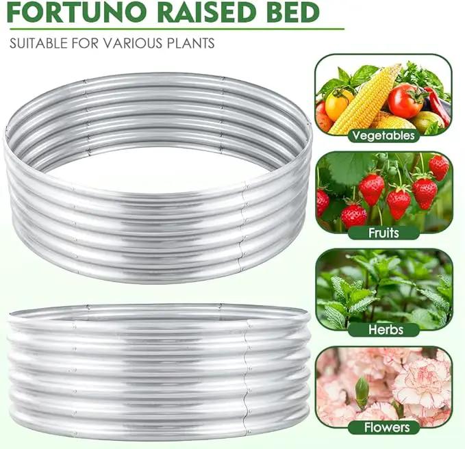 FORTUNO 2 Pack 4 Ft Round Galvanized Raised Garden Bed Kit Box 48 Inches Metal Outdoor Flower Bed Steel Patio Ground Planter for Planting Vegetables and Herb, Silver by GreenHaven Gardens
