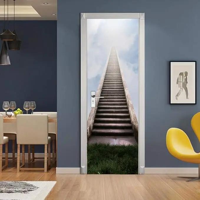 3D Door Stickers Murals Peel and Stick - Stairs - Door Wallpaper Self-Adhesive Door Decals Removable PVC Waterproof Door Poster for Bedroom Living Room Door 30.3" x 78.7" by GreenHaven Gardens