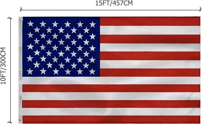 American Flag 10x15 Outside, US Flags for Outdoor Indoor, Heavy Duty Durable, Deluxe Embroidered Stars, Brass Grommets, Sewn Stripes, Vivid Color, Fade Resistant and waterproof by GreenHaven Gardens
