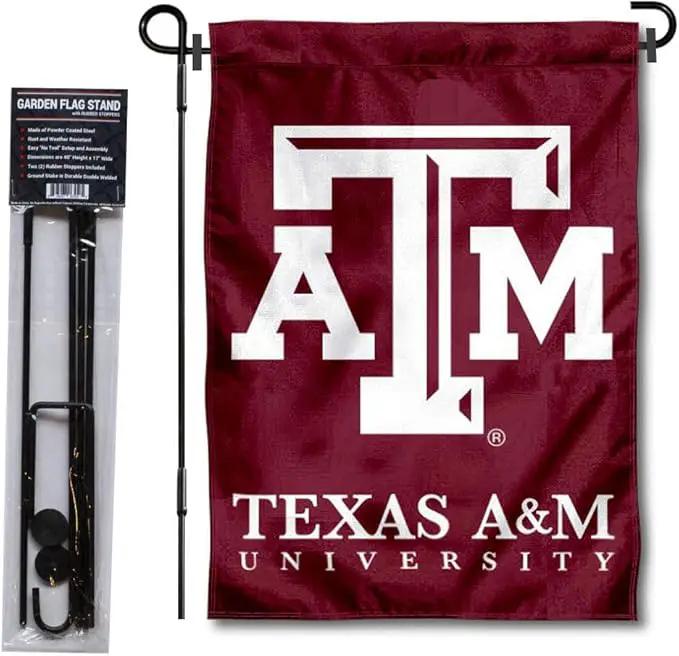 College Flags & Banners Co. Texas A&M Aggies Garden Flag with Stand Holder by GreenHaven Gardens