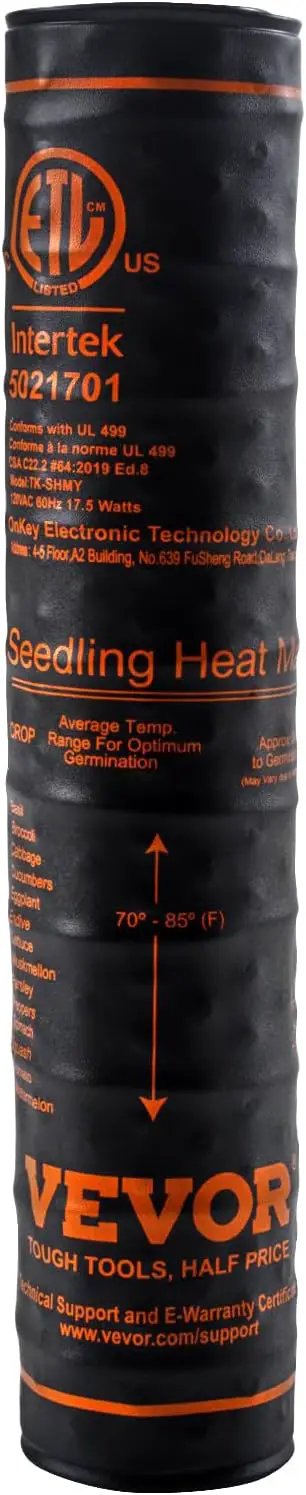 VEVOR 10"x 20.75" Seedling Heat Mat 1 Pack, MET-Certified, Waterproof, for Indoor Germination, Gardening, Hydroponics, Greenhouse Use by GreenHaven Gardens