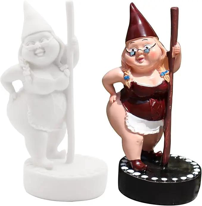 Paint Your Own Garden Gnome Statues, Unpainted Pole Dancing Gnome Statue, Unpainted DIY Gnome Figurines, Funny Outdoor Gnome Figure, Dancing Lady Gnome Statue(6.7"/17 cm) by GreenHaven Gardens