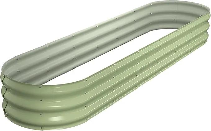 Raised Garden Bed Kit, 8x2x1 ft Galvanized Planter Box Outdoor, Oval Large Metal Raised Beds for Gardening Vegetables Flower Herb (Avocado Green) by GreenHaven Gardens