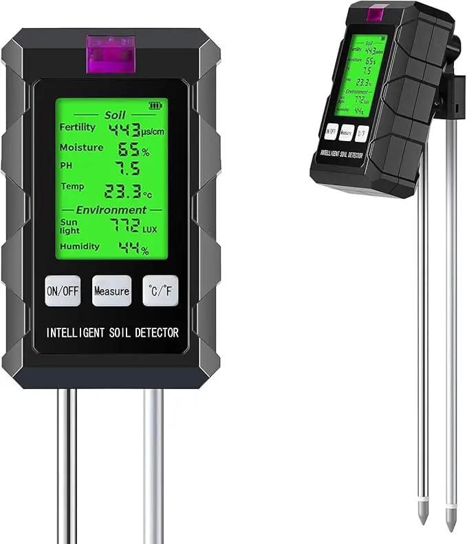 6-in-1 Soil Moisture Meter, Soil Test Kit with Soil Moisture/pH Meter/Temperature/Sunlight/Air Humidity/Soil Fertility, Soil Tester for Farming, Gardening and Outdoor Plants (2*AAA Battery Needed) by GreenHaven Gardens