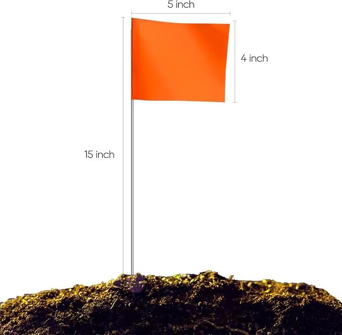 Zozen 50Pack Fluorescent Orange Marking Flags, Writable/15x4x5 Inch, Yard Flags for Lawn & Irrigation & Landscape & Sprinkler & Survey & Dog Training. by GreenHaven Gardens