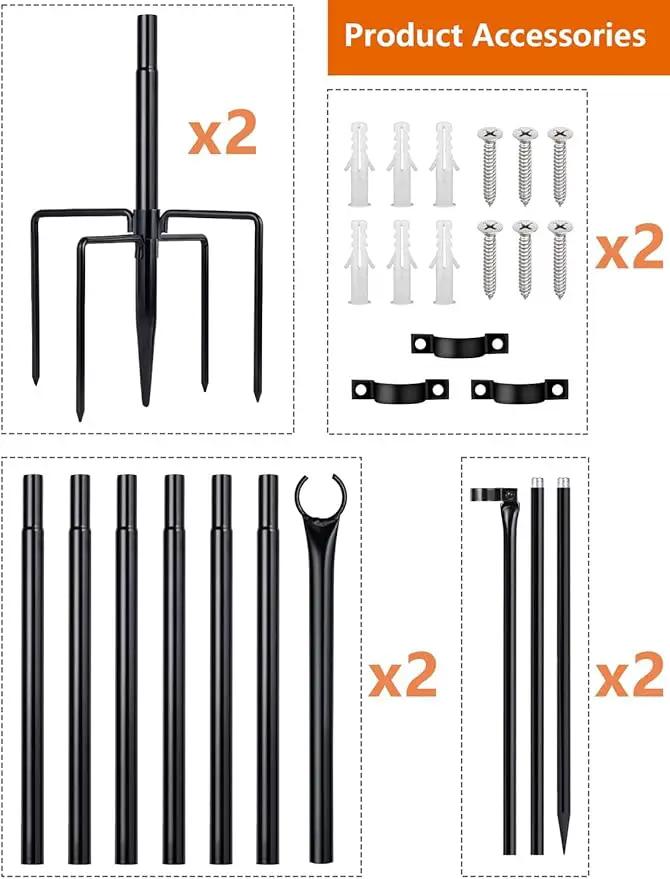 LOPANNY String Light Poles - 2 Pack 9.8FT Ft Light Poles for Outside String Lights,Outdoor Light Poles with Fork,Metal Poles Stand for Patio Deck Backyard by GreenHaven Gardens