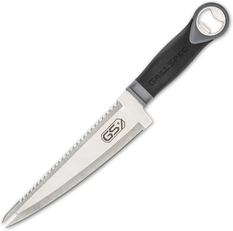 VIPER Grill Utility Knife - 8 inch High Carbon Stainless Steel Chef Knife Bread Knife Meat Turner Bottle Opener with Sheath Grilling Gifts for Dad Men by GreenHaven Gardens