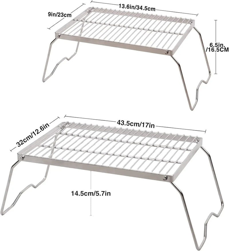 REDCAMP 17" Large Folding Campfire Grill 304 Stainless Steel Grate, Heavy Duty Portable Camping Grill with Carrying Bag for Outdoor Cooking Backpacking Hiking Picnics BBQ by GreenHaven Gardens