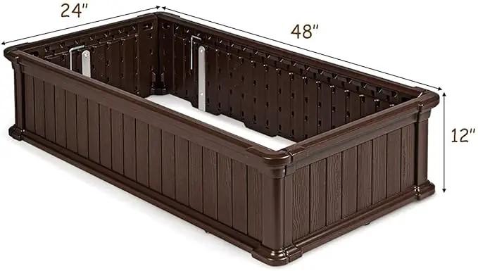 Giantex Raised Garden Bed, Planter for Flower Vegetables, Outdoor Plant Box Patio Backyard, Easy Assembly (48''Lx24''Wx12''H, Brown) by GreenHaven Gardens