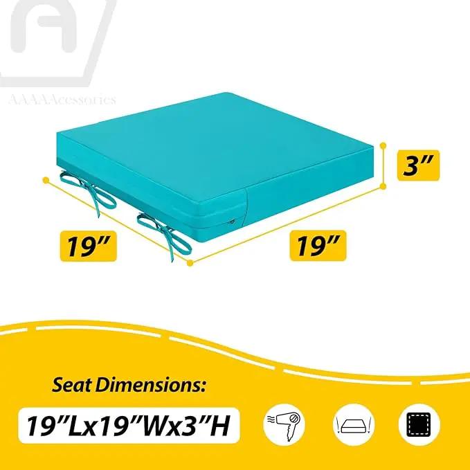 AAAAAcessories Outdoor Seat Cushions for Chairs, Waterproof, Fade-Resistant Patio Furniture Replacement Cushions, 19" x 19" x 3", Set of 2, Turquoise by GreenHaven Gardens