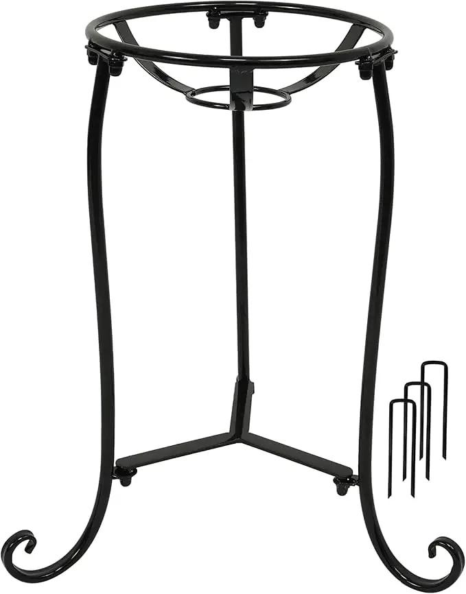 16" Tall Gazing Ball Stand for 10-12 inch Balls, Black Metal Gazing Globe Display Holder Stands for Outdoor Garden Clearance, 9" L x 9" W x 16" H by GreenHaven Gardens