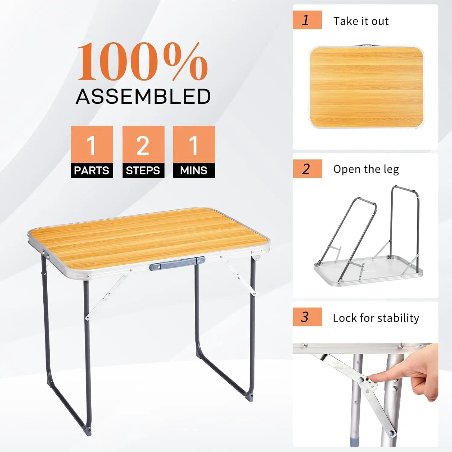 Outvita 2.3ft Portable Folding Camping Table, Outdoor Waterproof Picnic Table, Aluminum Lightweight Suitcase Foldable Table for Picnic BBQ Beach Dining by GreenHaven Gardens