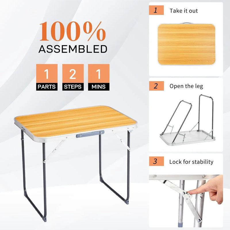 Outvita 2.3ft Portable Folding Camping Table, Outdoor Waterproof Picnic Table, Aluminum Lightweight Suitcase Foldable Table for Picnic BBQ Beach Dining by GreenHaven Gardens