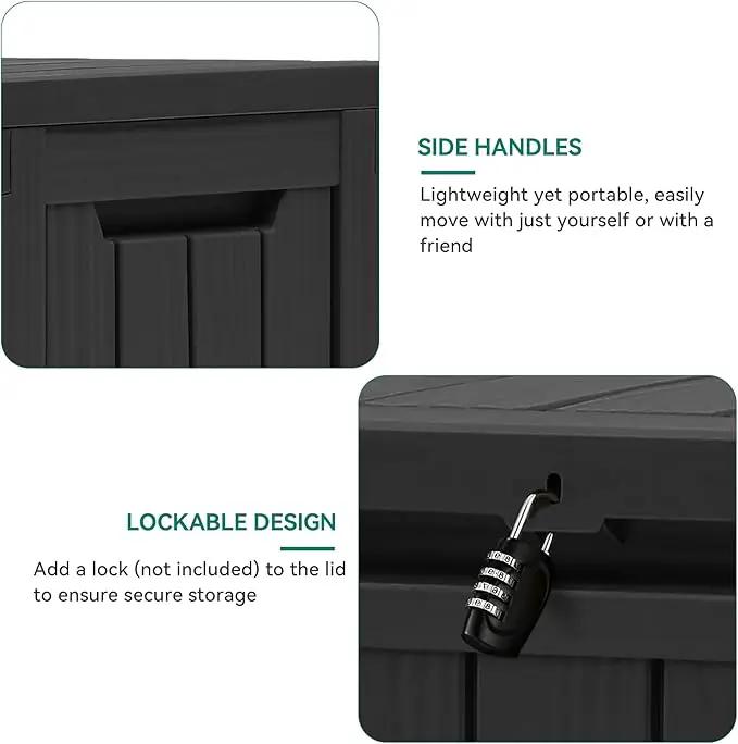 YITAHOME 72 Gallon Outdoor Resin Deck Box with Wheels, Pool Storage Box for Outdoor Cushions, Sports Equipment, Garden Tools, Black by GreenHaven Gardens