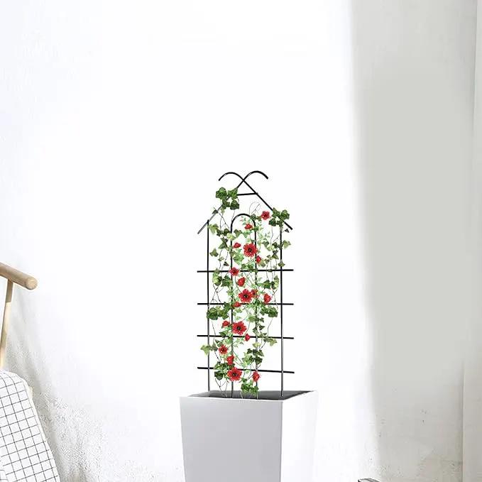 ARIFARO 24'' Metal Garden Trellis for Climbing Plants, Indoor/Outdoor Sturdy Plant Trellis for Potted Plants,House Plants, Climbing Vines, Pack of 4, Black by GreenHaven Gardens
