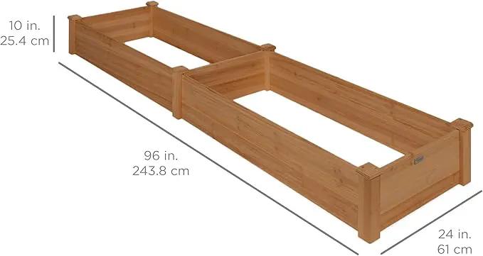 Best Choice Products 8x2ft Outdoor Wooden Raised Garden Bed Planter for Vegetables, Grass, Lawn, Yard - Acorn Brown by GreenHaven Gardens