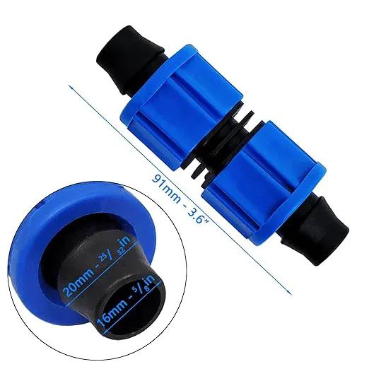 20pcs Drip Irrigation Coupling, Blue Connector Farm Irrigation Tools, Universal Joint Drip Irrigation Tube Fitting Set (0.78 Inch) by GreenHaven Gardens