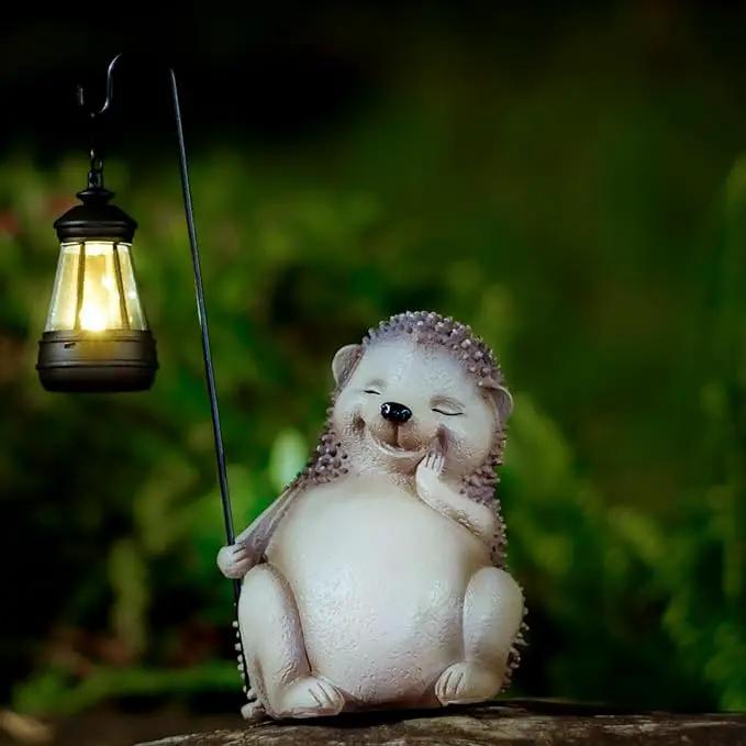Solar Hedgehog Statue Garden Decor, Solar Hedgehog Statue Lights Outdoor, Waterproof for Patio, Balcony, Yard, Lawn, Father Day & Mother Day Garden Housewarming Gifts for Women, Men, Mom, Dad, Grandma by GreenHaven Gardens