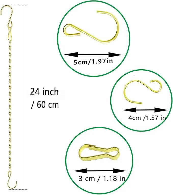 RIFNY Gold Hanging Chains with Hooks, 10 Pieces 24 Inch Chain for Hanging Bird Feeders Planters Baskets Billboards Lanterns Wind Chimes Ornaments Outdoor/Indoor Use (24 inch 10pcs) by GreenHaven Gardens