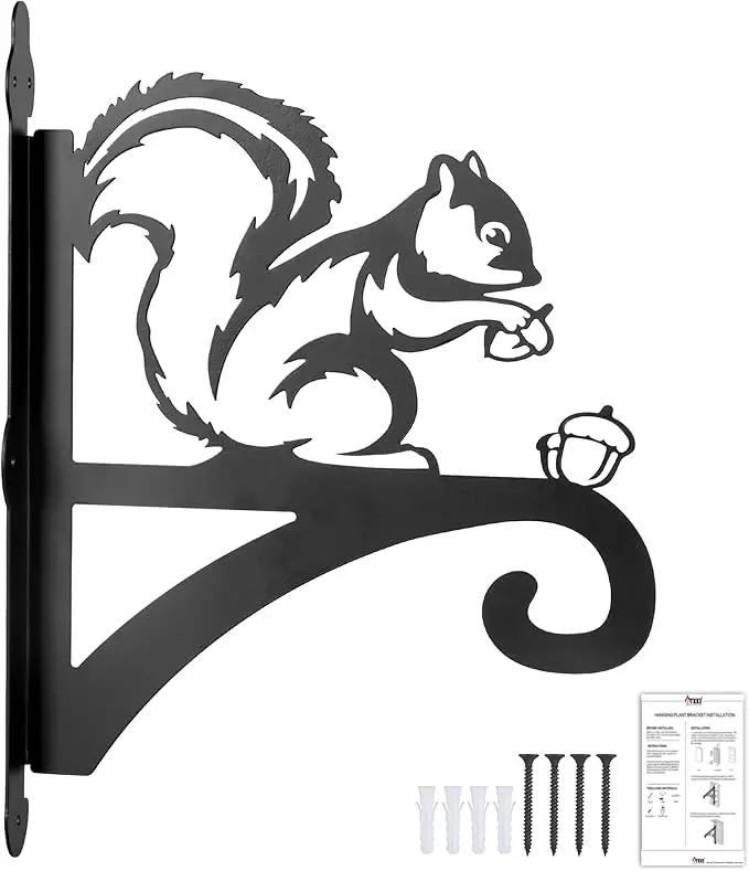 ATKKE Hanging Plant Bracket Hangers Indoor Iron Wall Mount,11” Squirrel Silhouette Ornamental Iron Hangers Hookers for Flower Pot Lantern Bird Feeder Wind Chimes by GreenHaven Gardens