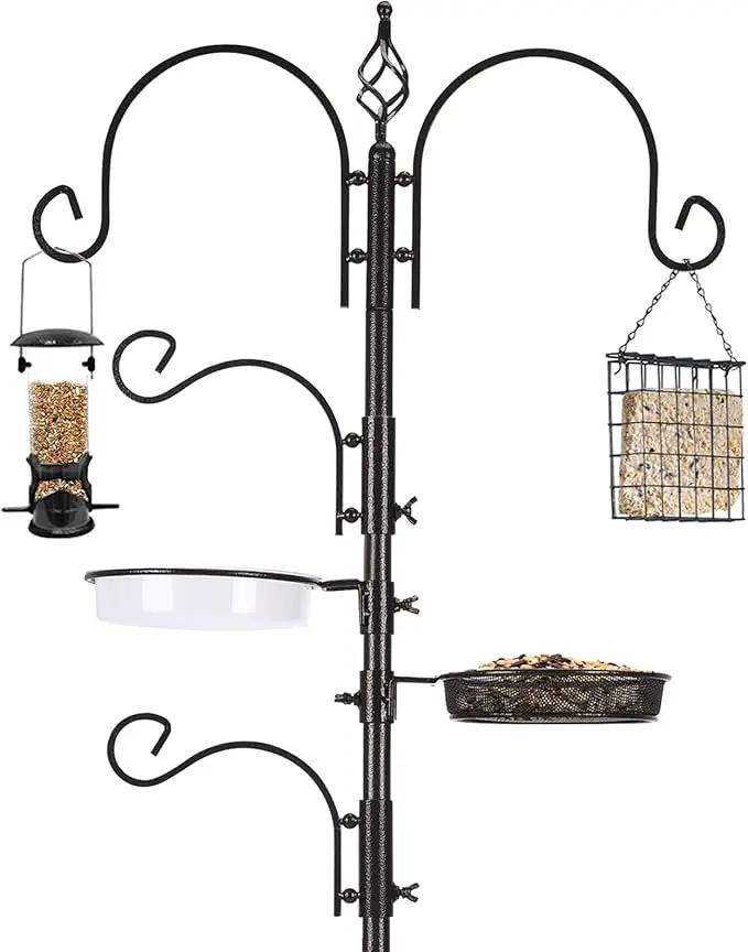 ERYTLLY Bird Feeding Station Kit Bird Feeder Pole Wild Bird Feeder Hanging Kit Planter Hanger Multi Feeder Hanging with Metal Suet Feeder Bird Bath for Attracting Wild Birds by GreenHaven Gardens