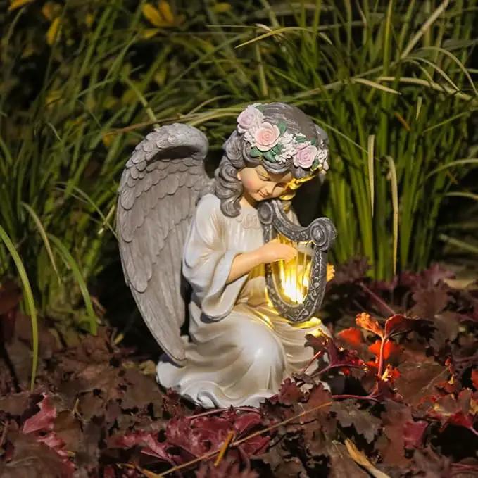 Solar Garden Statues Outdoor Angels Lights, Unique Housewarming Garden Gifts for Women Mom Wife Grandma and Sisters，Cute Angels Sculpture Decoration for Patio, Terrace, Balcony, Lawn by GreenHaven Gardens