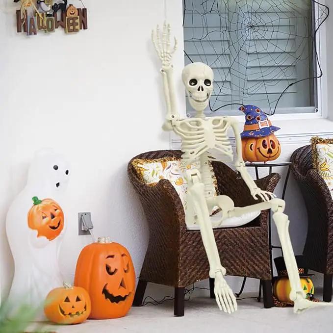 CAMIRUS 2PACK Plastic Posable Halloween Skeleton Decorations, 3FT Poseable Skeleton Full Body with Movable Joints for Halloween Indoor/Outdoor Haunted Houses, Lawn, Graveyard Decor by GreenHaven Gardens