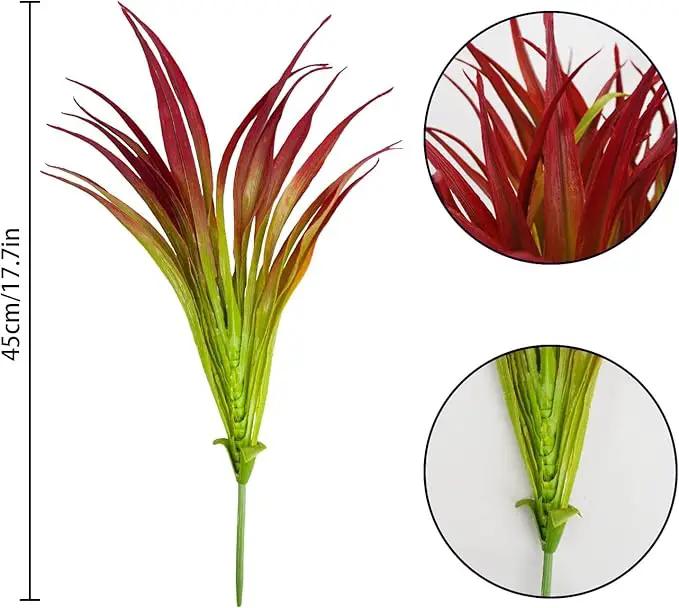 32Pcs Artificial Grass Fake Plants 17.3in Outdoor Plants UV Resistant Greenery Stems Fake Grass for Home Window Garden Office Patio Pathway Front Porch Décor Light Green & Red by GreenHaven Gardens