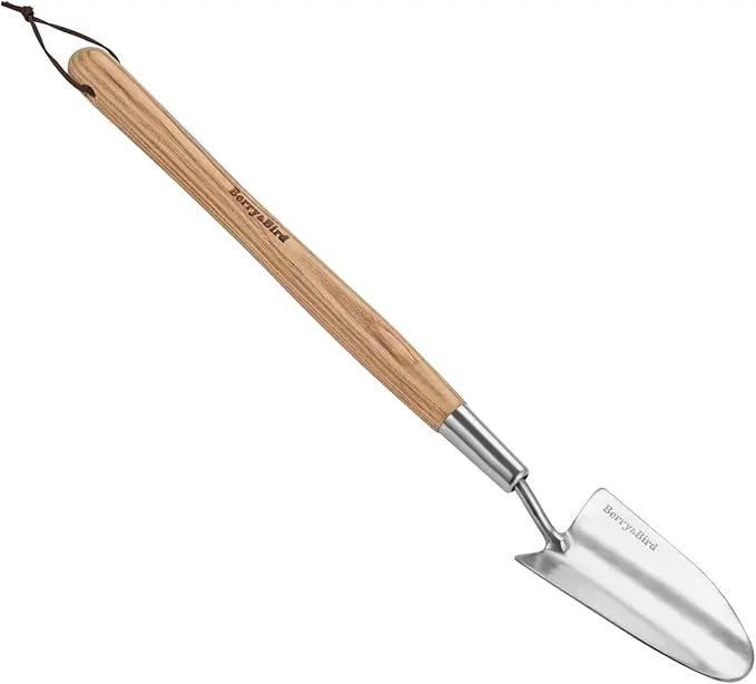 Berry&Bird Garden Trowel with Long Handle, 23.43in Stainless Steel Short Shovel with Wood Handled for Digging, Gardening, Transplanting, Planting and Weeding by GreenHaven Gardens
