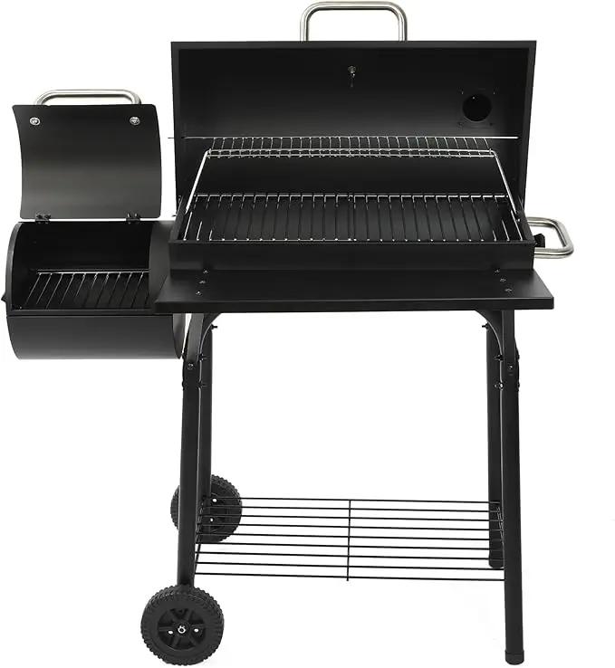 Charcoal Grill Offset Smoker: Charcoal Barbecue Grills with Spacious Cooking Area | Barrel BBQ Grill and Smokers Combo for Outdoor Patio Backyard Camping and Parties by GreenHaven Gardens