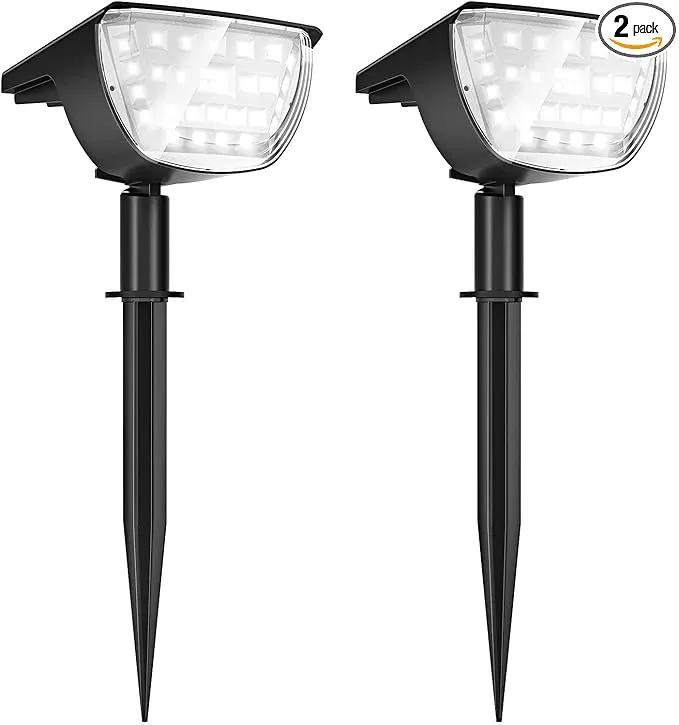 Jior Solar Outdoor Lights,32 LEDs Landscape Spotlights IP65 Waterproof Solar Powered Outdoor Lights,2-in-1 Adjustable Solar Wall Lights for Garden Yard Driveway Walkway Pool Patio (Cold White-2 Pack) by GreenHaven Gardens