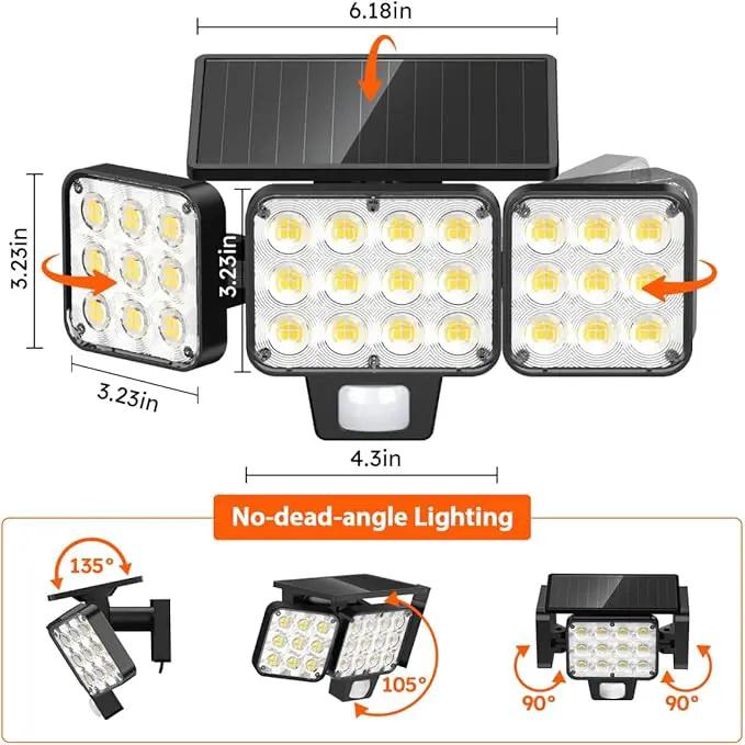 Solar Flood Light Outdoor 4 Pack, 3500LM Super Bright Motion Sensor Outdoor Lights, Solar Lights Outdoors Waterproof, Upgrade Glass Panel, 270° Wide Angle LED Security Spot Light for Outside Yard by GreenHaven Gardens