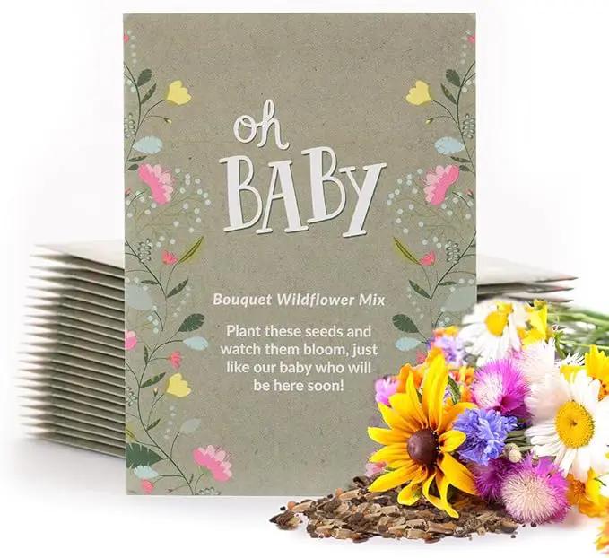 BENTLEY SEED CO. Oh Baby Seed Packets|Girl or Boy Baby Shower Favors for Guests | 25 Wildflower Seed Packets | Pre-Filled | Bouquet Wildflower Mix | Non-GMO Seeds | Gender Neutral | Eco-Friendly Gift by GreenHaven Gardens